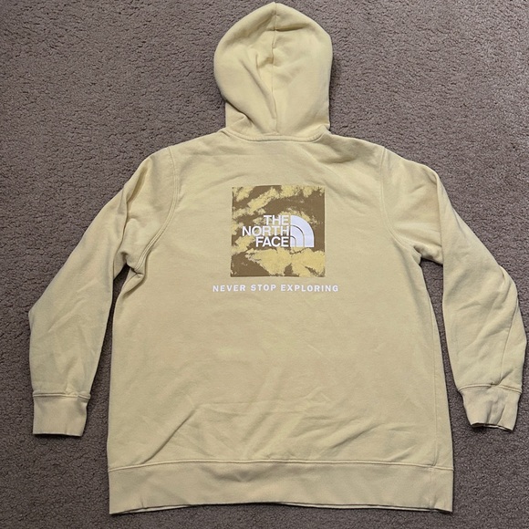 The North Face Mens Pullover Graphic Logo Hoodie Sweatshirt Light Yellow Size XL - Picture 2 of 3